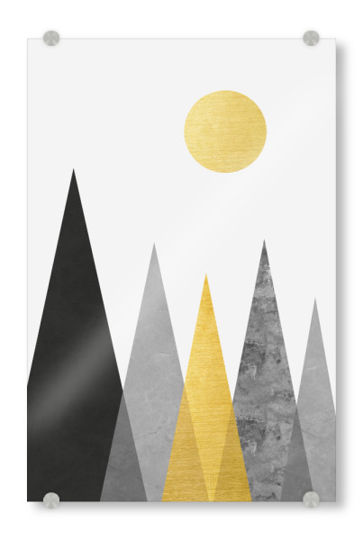 Acrylglasbild "Landscape in collage D" artboxONE - Abstrakt,Geometrie - Landscape,Collage,Natural,Forest,Mountains,Textures,Sun,Sunset,Painting