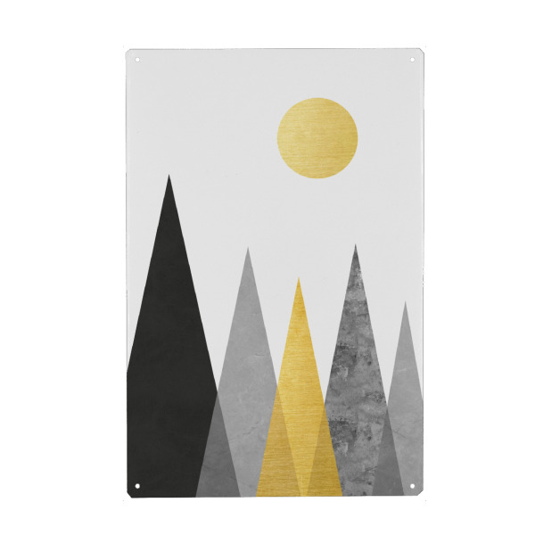 Holzbild "Landscape in collage D" artboxONE - Abstrakt,Geometrie - Landscape,Collage,Natural,Forest,Mountains,Textures,Sun,Sunset,Painting