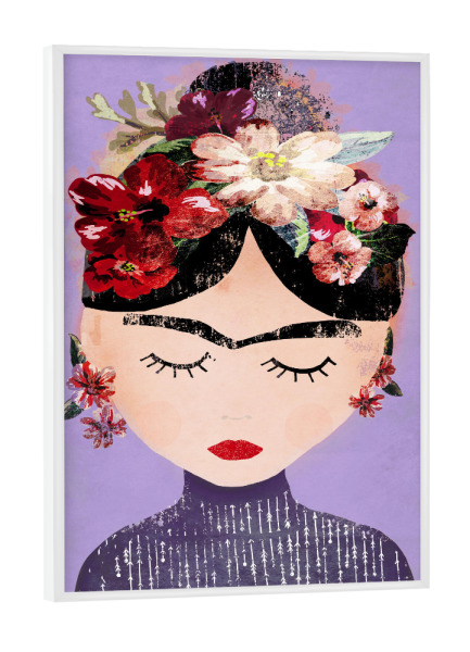 Poster mit weißem Rahmen "Frida (Purple)" artboxONE - Floral,Menschen,Für Mama