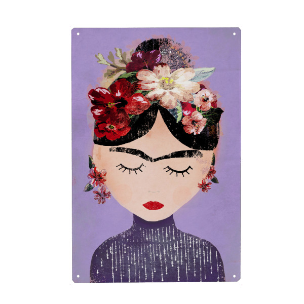Holzbild "Frida (Purple)" artboxONE - Floral,Menschen,Für Mama