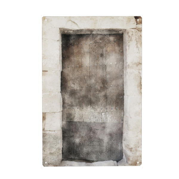 Metall Poster "Aquarell Tür G" artboxONE - Architektur - Tür,Eingang,Haus,Zuhause,Aquarell,Architektur - Blechschild