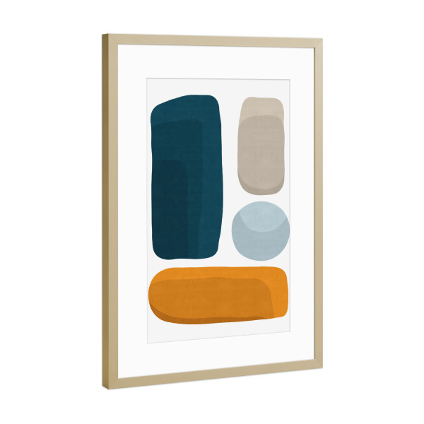 Poster mit Rahmen Gold "Expressionist abstract figures E" artboxONE - Abstrakt,Geometrie