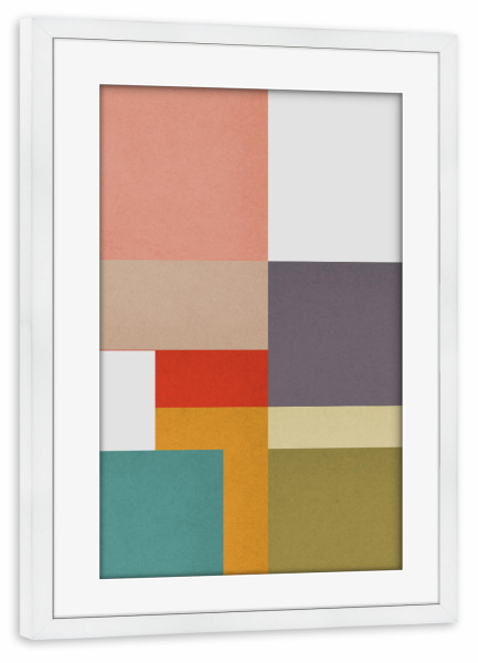 Poster mit Rahmen weiß "Colorful geometric composition C" artboxONE - Abstrakt,Geometrie
