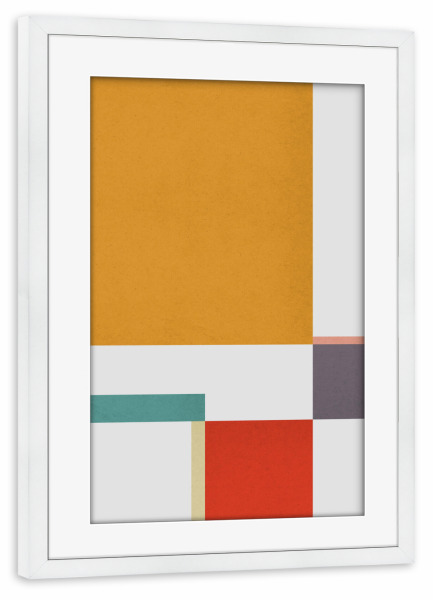 Poster mit Rahmen weiß "Colorful geometric composition B" artboxONE - Abstrakt,Geometrie