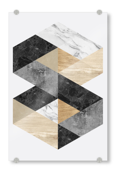 Acrylglasbild "Geometric textures C" artboxONE - Abstrakt,Geometrie - Gold,Golden,Abstract,Traits,Expressionist,Stains,Strokes,Lines,Modern,Watercolor