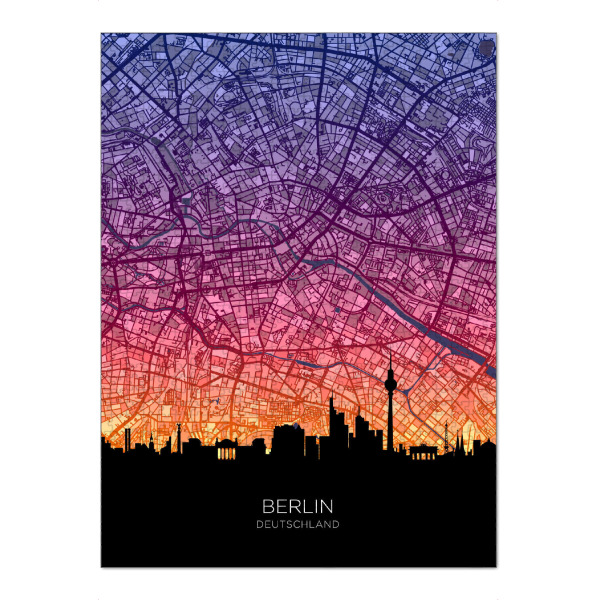 Puzzle Ravensburger "Berlin Skyline Map Sunset" artboxONE - Städte,Städte / Berlin
