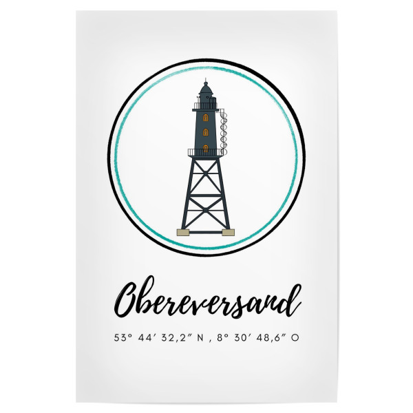 Poster "Leuchtturm Obereversand" artboxONE - Städte,Reise,Architektur,Reise / Strand und Meer