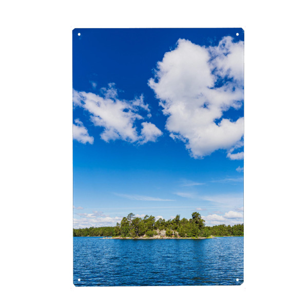 Metall Poster "Wolken, Ostsee, Bäume, Felsen" artboxONE - Natur,Reise,Reise / Strand und Meer,Reise / Länder
