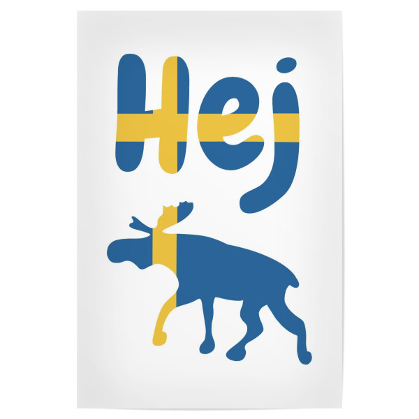 Poster 30x20 cm "Hej Elch Schweden Flagge" artboxONE - Typografie,Reise,Tiere,Städte / Stockholm