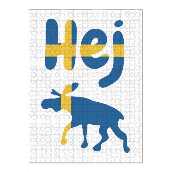 Puzzle Ravensburger "Hej Elch Schweden Flagge" artboxONE - Typografie,Reise,Tiere,Städte / Stockholm