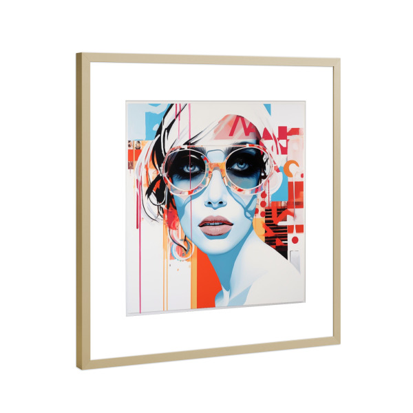Poster mit Rahmen Gold "POP CULTURE" artboxONE - Menschen - Menschen,Portrait,Weiss,Frau,Künstler,Art,Kunst