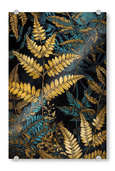 Acrylglasbild "Goldene Farne" artboxONE - Natur,Floral - Farn,Farne,Blätter,Natur,Flora,Blumen,Botanisch