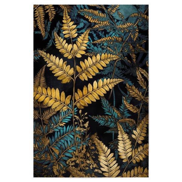 Poster 30x20 cm "Goldene Farne" artboxONE - Natur,Floral - Farn,Farne,Blätter,Natur,Flora,Blumen,Botanisch
