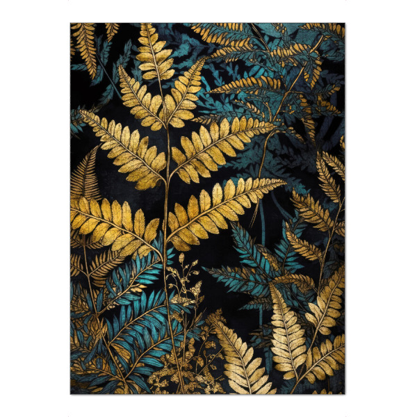 Puzzle Ravensburger "Goldene Farne" artboxONE - Natur,Floral - Farn,Farne,Blätter,Natur,Flora,Blumen,Botanisch - Bild farn