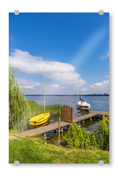 Acrylglasbild "Bootssteg und Segelboote" artboxONE - Natur,Reise