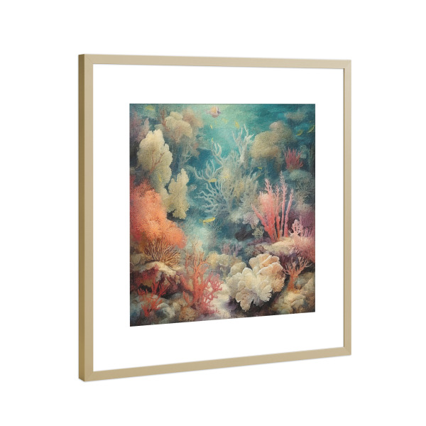 Poster mit Rahmen Gold "Unterwasserwelt D" artboxONE - Tiere,Reise / Strand und Meer - Meer,Meeresleben,Ozean,Koralle,Marine,Fisch