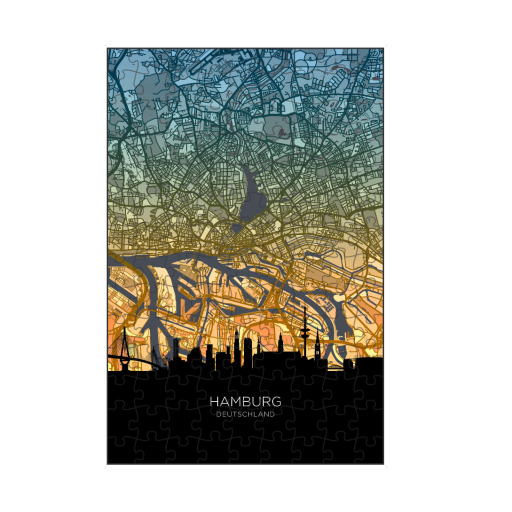 Hamburger Skyline-Karte, blaugrün