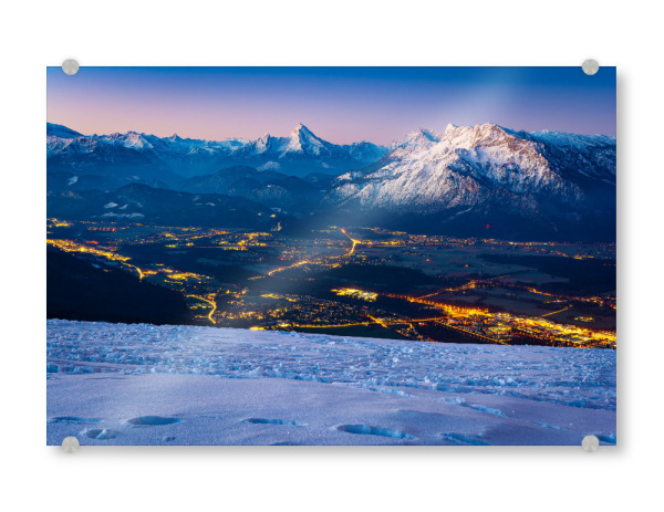 Acrylglasbild "Winter in Salzburg" artboxONE - Natur,Reise - Watzmann,Alpen,Salzburg,Gaisberg,Winter,Schnee,österreich