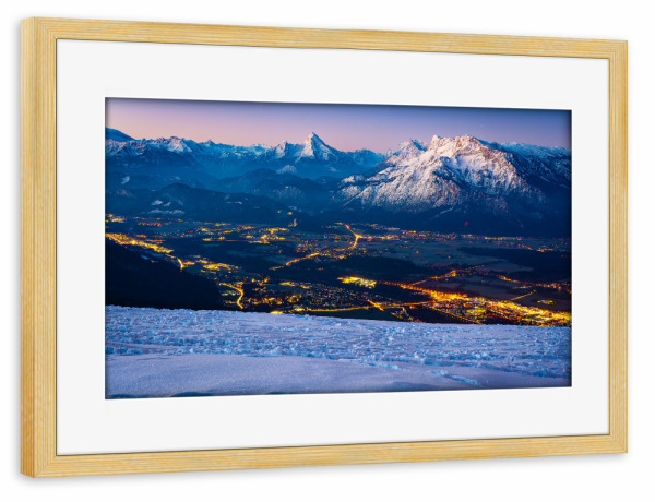 Poster mit Rahmen kiefer "Winter in Salzburg" artboxONE - Natur,Reise - Watzmann,Alpen,Salzburg,Gaisberg,Winter,Schnee,österreich