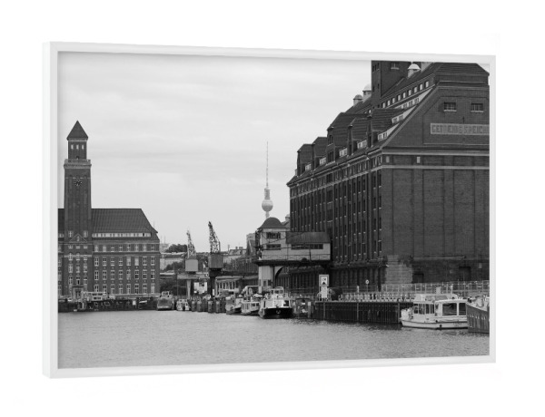 Poster mit weißem Rahmen "Berliner Westhafen" artboxONE - Städte / Berlin,Schwarzweiß,Architektur
