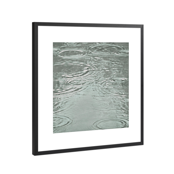 Poster mit Rahmen Schwarz (Metallic) "Zen-Regentropfen" artboxONE - Natur - Zen,Regen,Wasser,Regentropfen,Teich