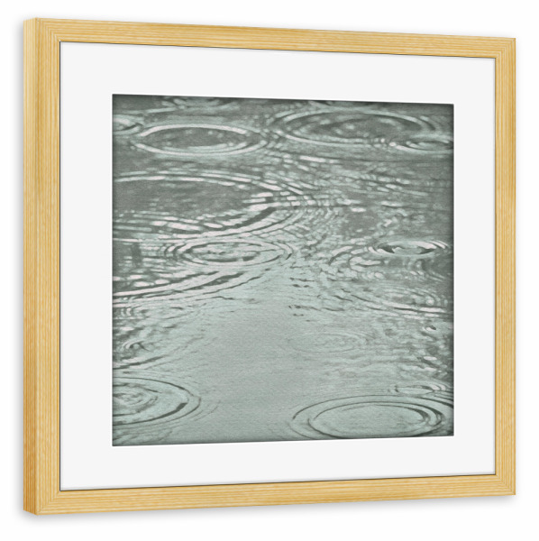Poster mit Rahmen kiefer "Zen-Regentropfen" artboxONE - Natur - Zen,Regen,Wasser,Regentropfen,Teich