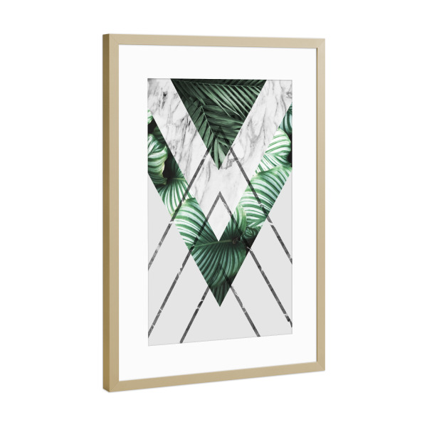 Poster mit Rahmen Gold "Geometric and botanical E" artboxONE - Floral,Abstrakt,Geometrie