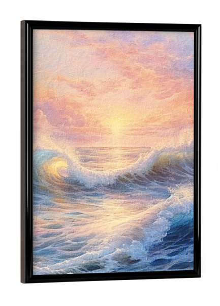 Poster mit schwarzem Rahmen "Ozean Sonnenaufgang J" artboxONE - Reise / Strand und Meer