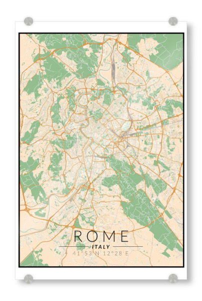 Acrylglasbild "Rom-Vintage-Karte" artboxONE - Städte / Rom,Kartografie