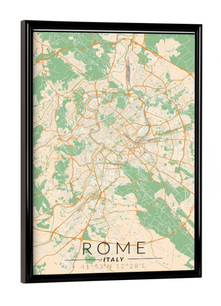Poster mit schwarzem Rahmen "Rom-Vintage-Karte" artboxONE - Städte / Rom,Kartografie