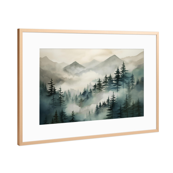 Poster mit Rahmen Kupfer "Romantische Berglandschaft" artboxONE - Natur,Reise / Länder