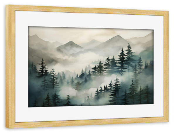 Poster mit Rahmen kiefer "Romantische Berglandschaft" artboxONE - Natur,Reise / Länder