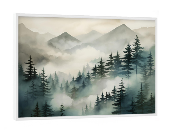 Poster mit weißem Rahmen "Romantische Berglandschaft" artboxONE - Natur,Reise / Länder