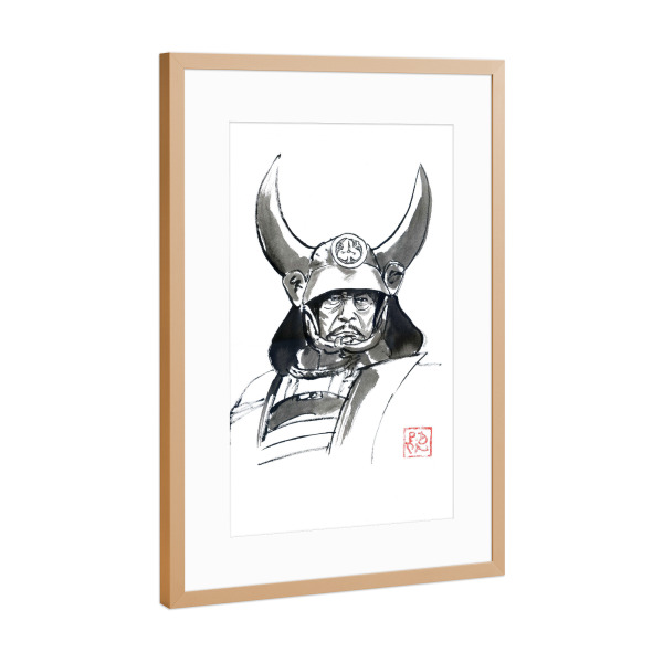 Poster mit Rahmen Kupfer "Shogun-Helm" artboxONE - Schwarzweiß,Reise / Asien,Männer - Sumie,Japan,Samurai,Shogun