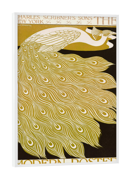 Poster mit weißem Rahmen "Bradley Will - Pfau gold" artboxONE - Typografie,Natur,Tiere