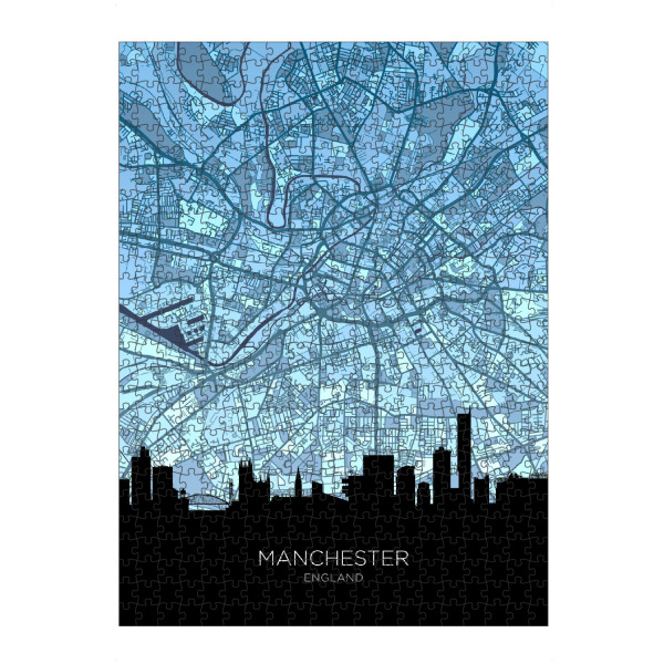 artboxONE Puzzle "Manchester Skyline Map Blues" artboxONE - Städte