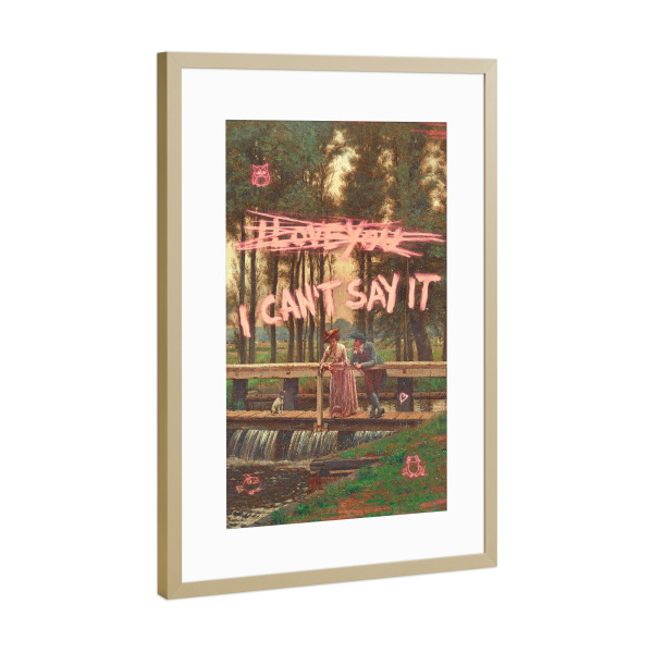 Poster mit Rahmen Gold "Ich kann es nicht sagen" artboxONE - Liebe,Lehrersprüche,Lustig
