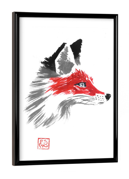Poster mit schwarzem Rahmen "Red fox" artboxONE - Tiere - Fuchs,Sumie,Japan