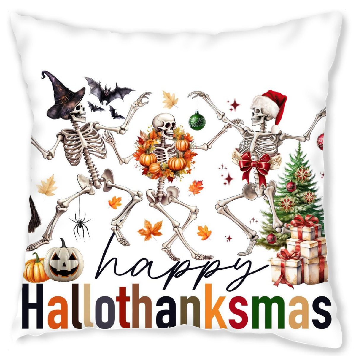 Design-Kissen "Frß¶hliches Hallothanksmas" artboxONE - Essen & Trinken,Weihnachten,Buchstaben,Festivals,Halloween