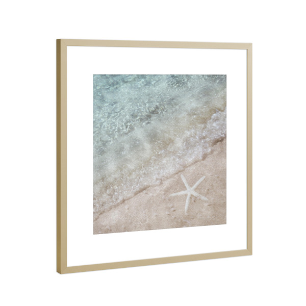 Poster mit Rahmen Gold "Seestern" artboxONE - Reise / Strand und Meer - Ozean,Meer,Meerestiere,Seesterne,Strand,Sand,Wellen