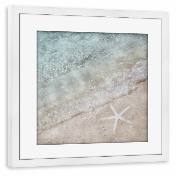 Poster mit Rahmen weiß "Seestern" artboxONE - Reise / Strand und Meer - Ozean,Meer,Meerestiere,Seesterne,Strand,Sand,Wellen