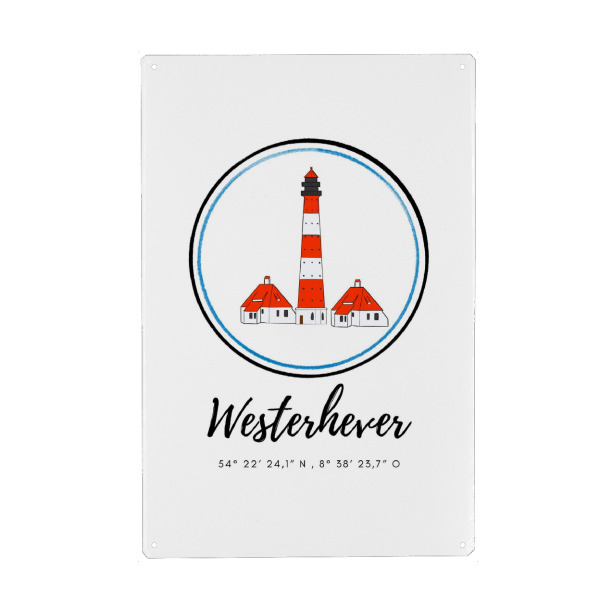 Holzbild "Leuchtturm Westerhever Nordsee" artboxONE - Reise,Architektur,Reise / Strand und Meer,Liebe