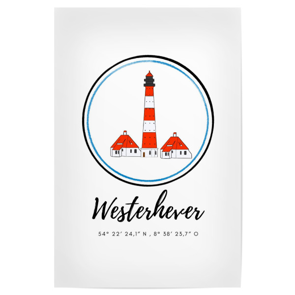 Poster "Leuchtturm Westerhever Nordsee" artboxONE - Reise,Architektur,Reise / Strand und Meer,Liebe