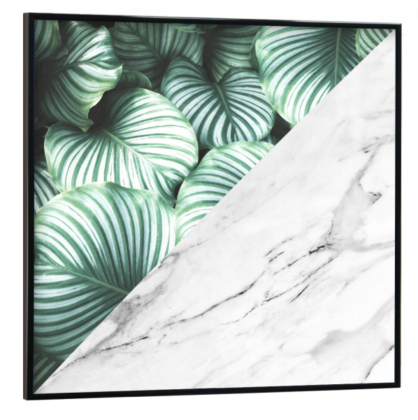 Poster mit schwarzem Rahmen 30x30 cm "Leaves and marble B" artboxONE - Floral,Abstrakt