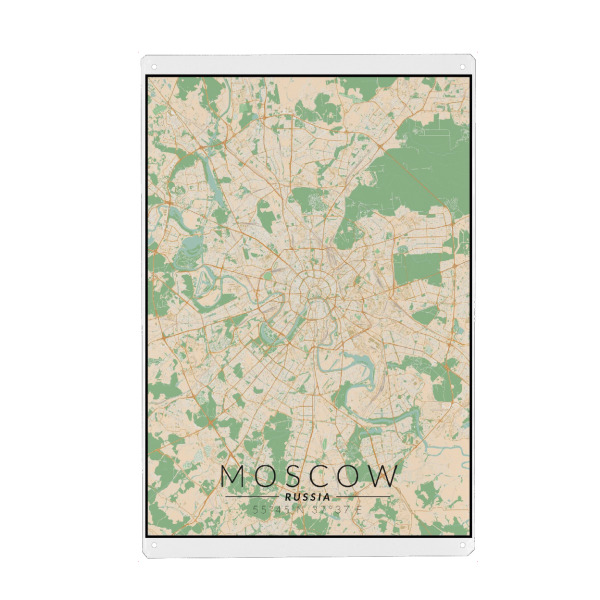 Holzbild "Moskauer Vintage-Karte" artboxONE - Städte / Weitere,Kartografie