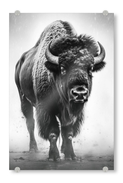 Acrylglasbild "Bison B&W" artboxONE - Natur,Tiere,Reise / Länder