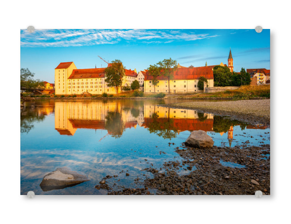 Acrylglasbild "Sommerabend in Straubing" artboxONE - Städte,Reise - Straubing,Donau,Sommer,Herzogsschloss,Bayern,Deutschland,Sonnenuntergang