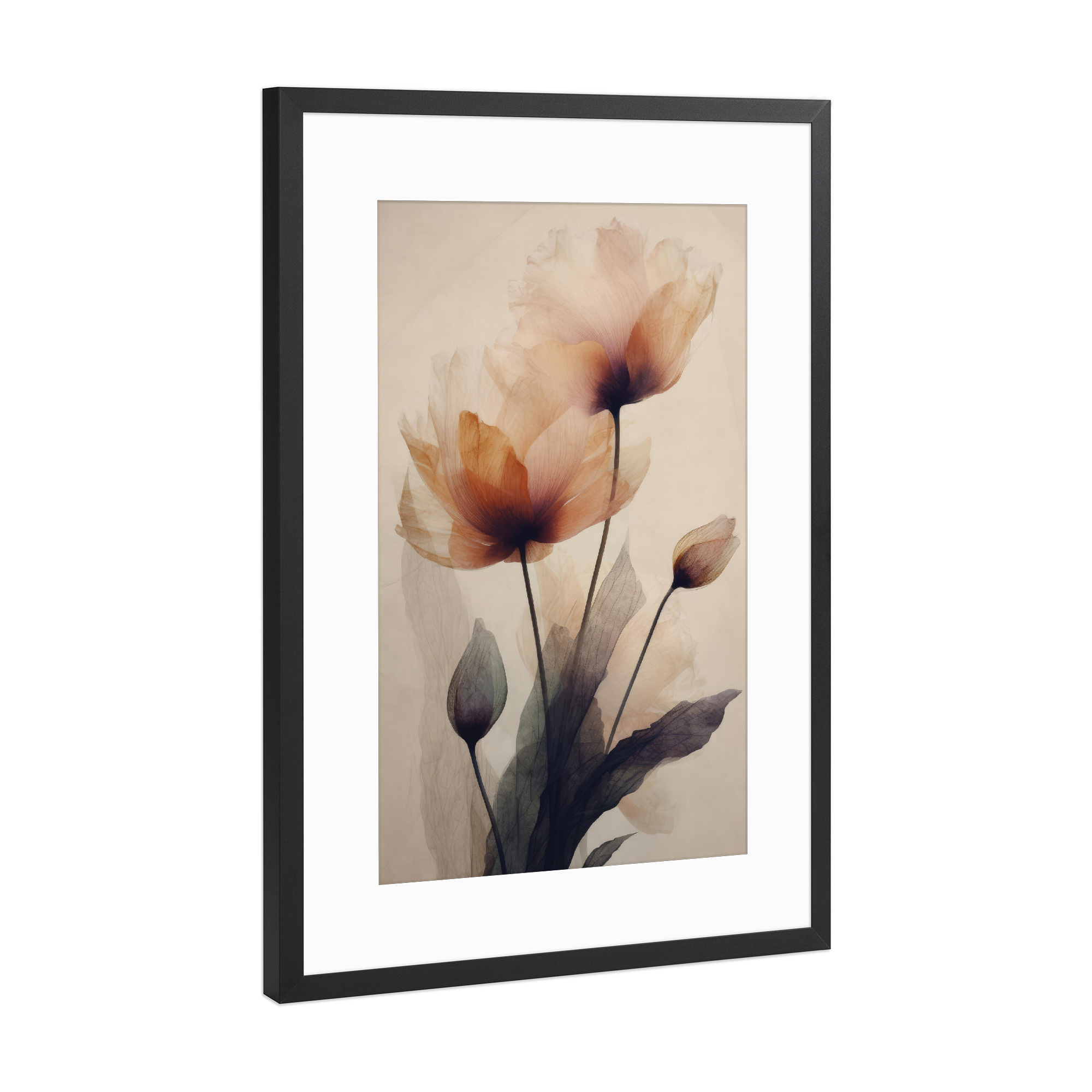 Poster mit Rahmen Schwarz (Metallic) "Transparente Blumen" artboxONE - Floral,Abstrakt,Für Mama