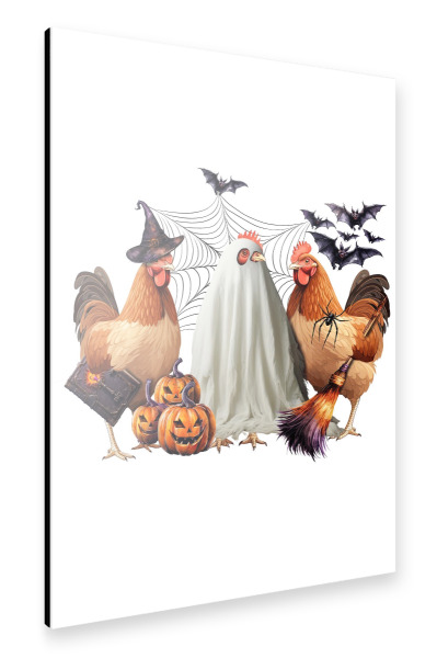 Alu-Dibond "Gruselige Hühner" 30x20 cm artboxONE