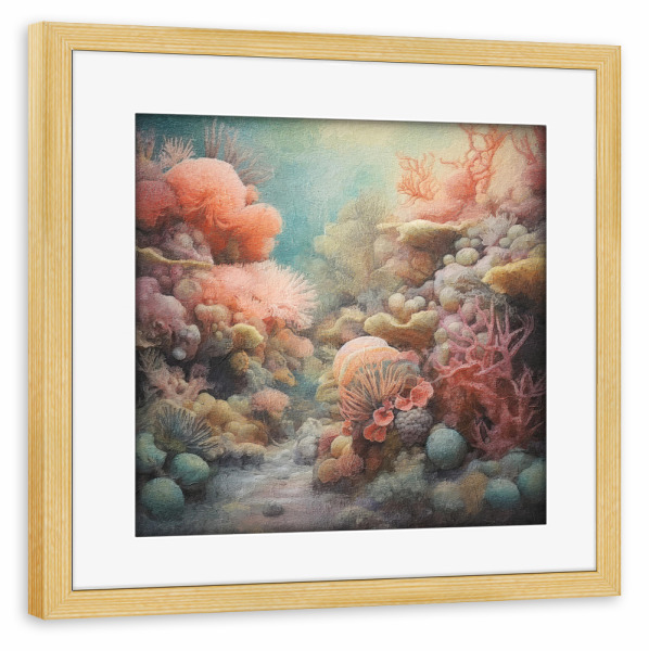 Poster mit Rahmen kiefer "Unterwasserwelt J" artboxONE - Reise / Strand und Meer - Ozean,Koralle,Meer,Meeresleben,Marine